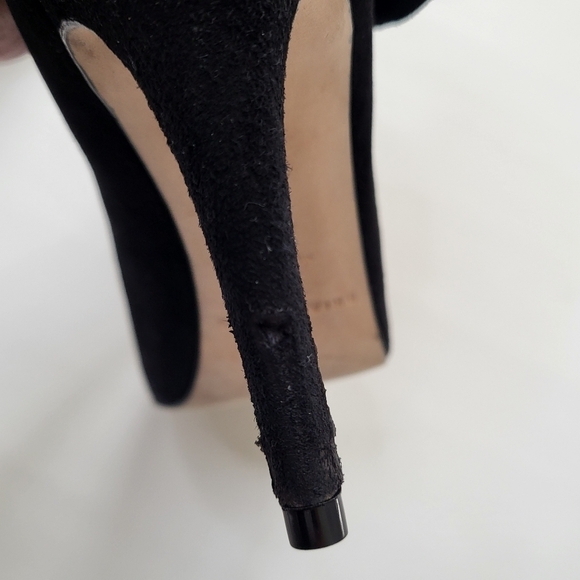 Brian Atwood booties black suede stiletto heel fold over almond toe size 38.5 - Picture 4 of 12